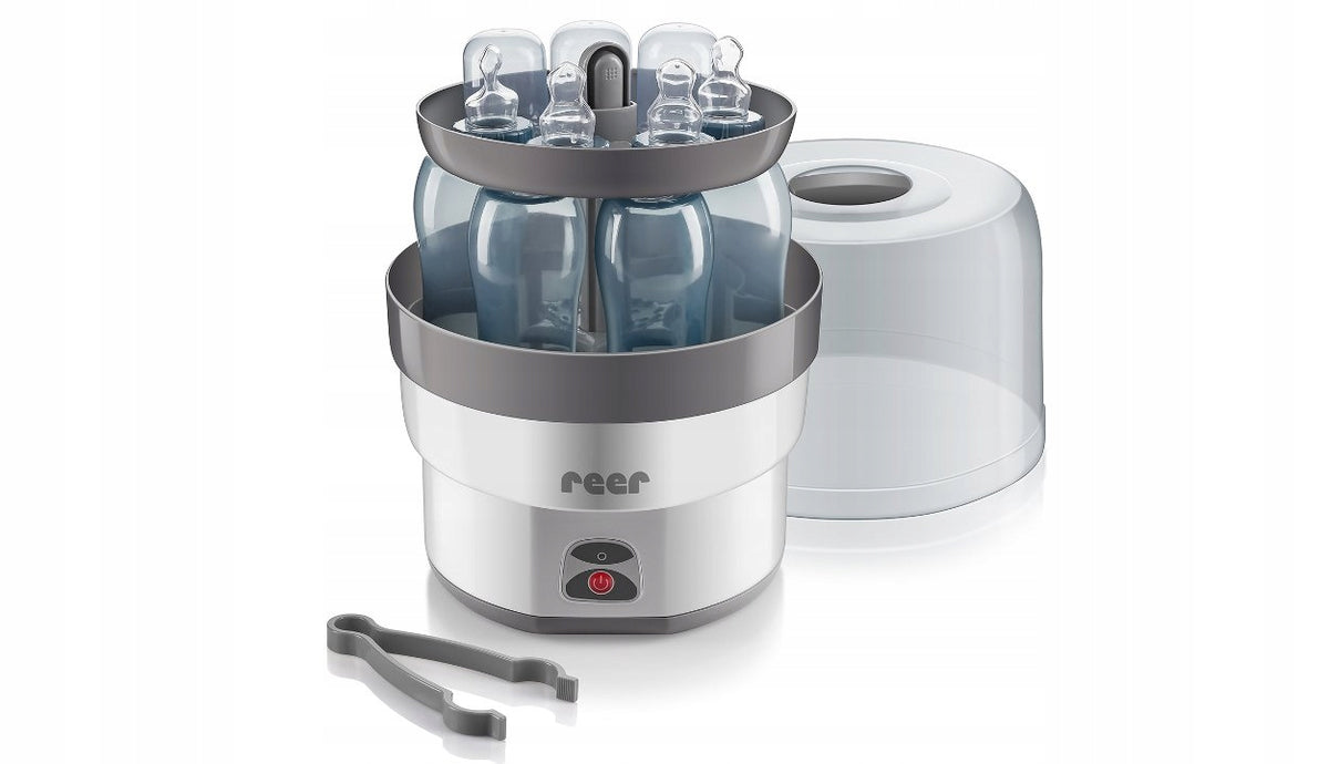 REER VapoMax DAMPFSTERILISATOR für 6 Flaschen + Zange