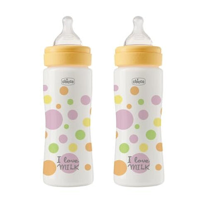 CHICCO Perfect Easy stekleničke 330 ml s hitrim pretokom 2 kosa