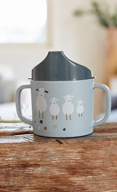 LASSIG Vaso Sippy Tiny Farmer Oveja vaso con boquilla 150 ml 6 m+