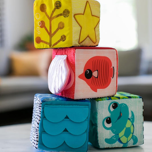 BABY EINSTEIN Explore & Discover Blocks mehke izobraževalne kocke 4 kosi