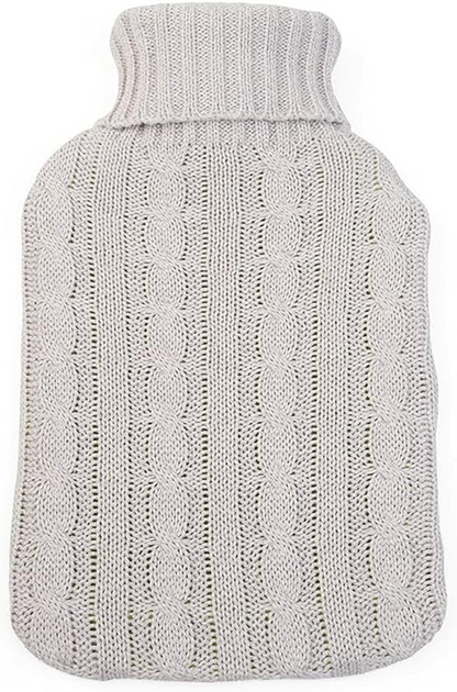 GRUNSPECHT bolsa de agua caliente de caucho natural 2 litros con funda de algodón 20 x 33 cm