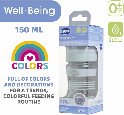 CHICCO biberón Well Being 0m+ 150ml vidrio