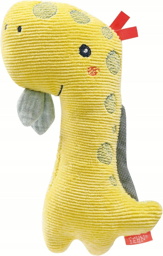 FEHN плюшена играчка за гушкане с дрънкалка и пищялка DINO 17,5 cm