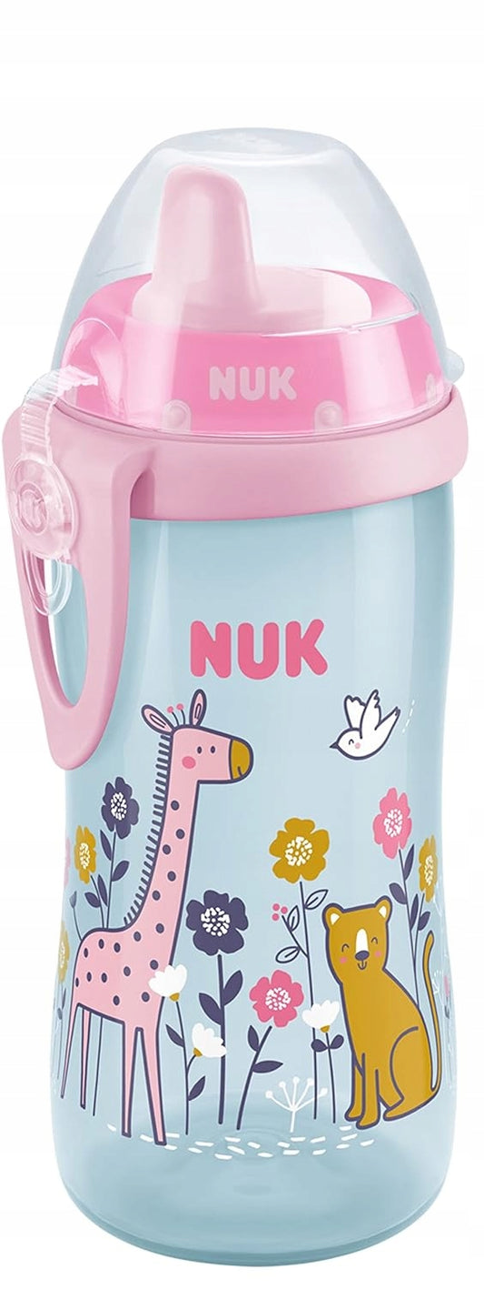 NUK Kiddy Cup BUTELKA z klipsem 300 ml, różowa butelka dla dzieci 12 m+ z ustnikiem i klipsem