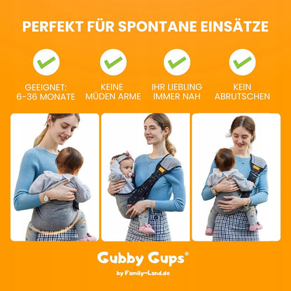 GUBBY GUPS nosidełko PAS chusta do 15kg, idealne do szybkiego noszenia dziecka 6-36 miesięcy