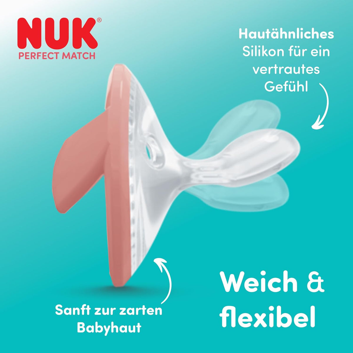 NUK Perfect Match dude 0-6 mes. 2 kosa bež/rdeča