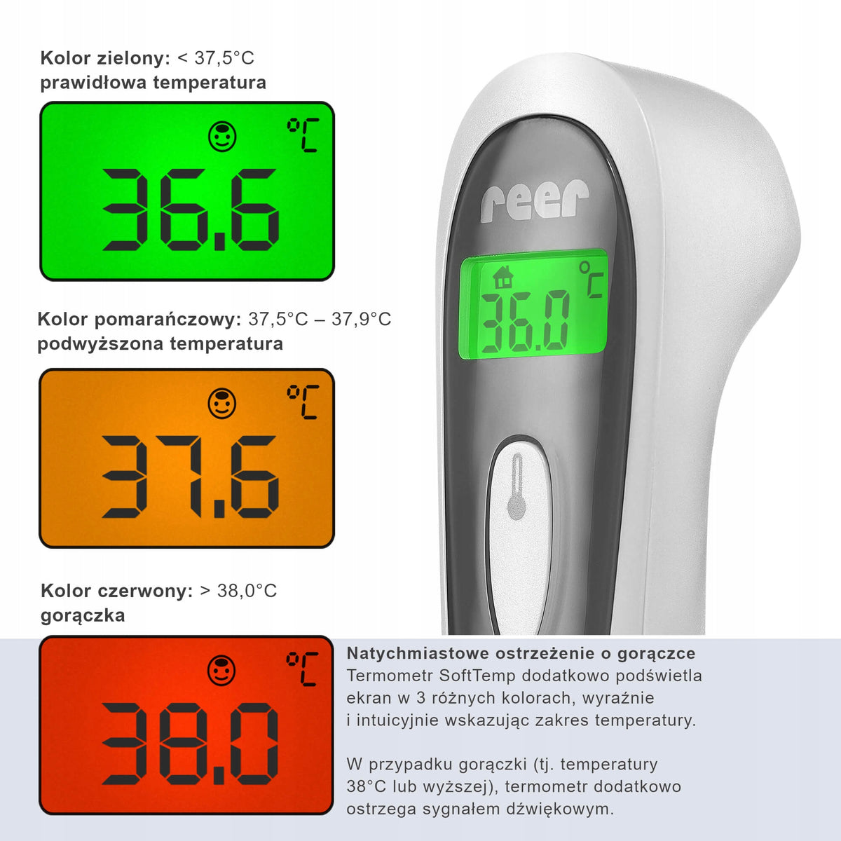 REER Colour SoftTemp berührungsloses 3in1-Thermometer