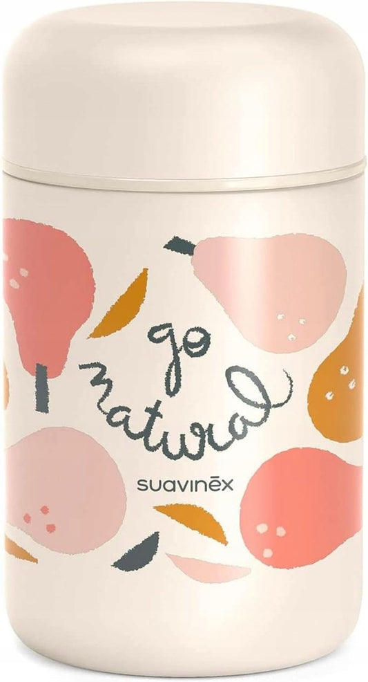 SUAVINEX Go Natural termos obiadowy stalowy 400 ml beżowy, stal nierdzewna, do gorących i zimnych napojów