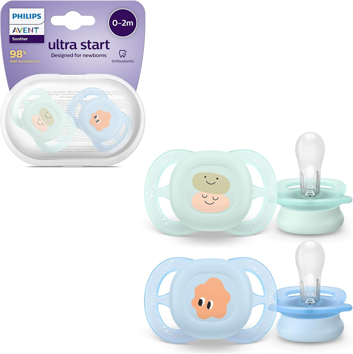PHILIPS AVENT Chupetes Ultra Start x 2 0-2 meses