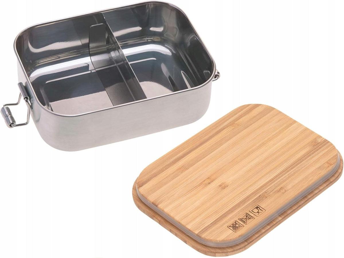 LASSIG Garden Explorer caja de almuerzo de acero y bambú 12,7 x 17,5 cm