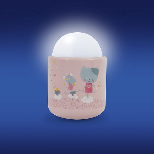PABOBO Nomade bezprzewodowa lampka nocna 8x5 cm, różowa lampka LED dla dziecka z przyjemnym światłem