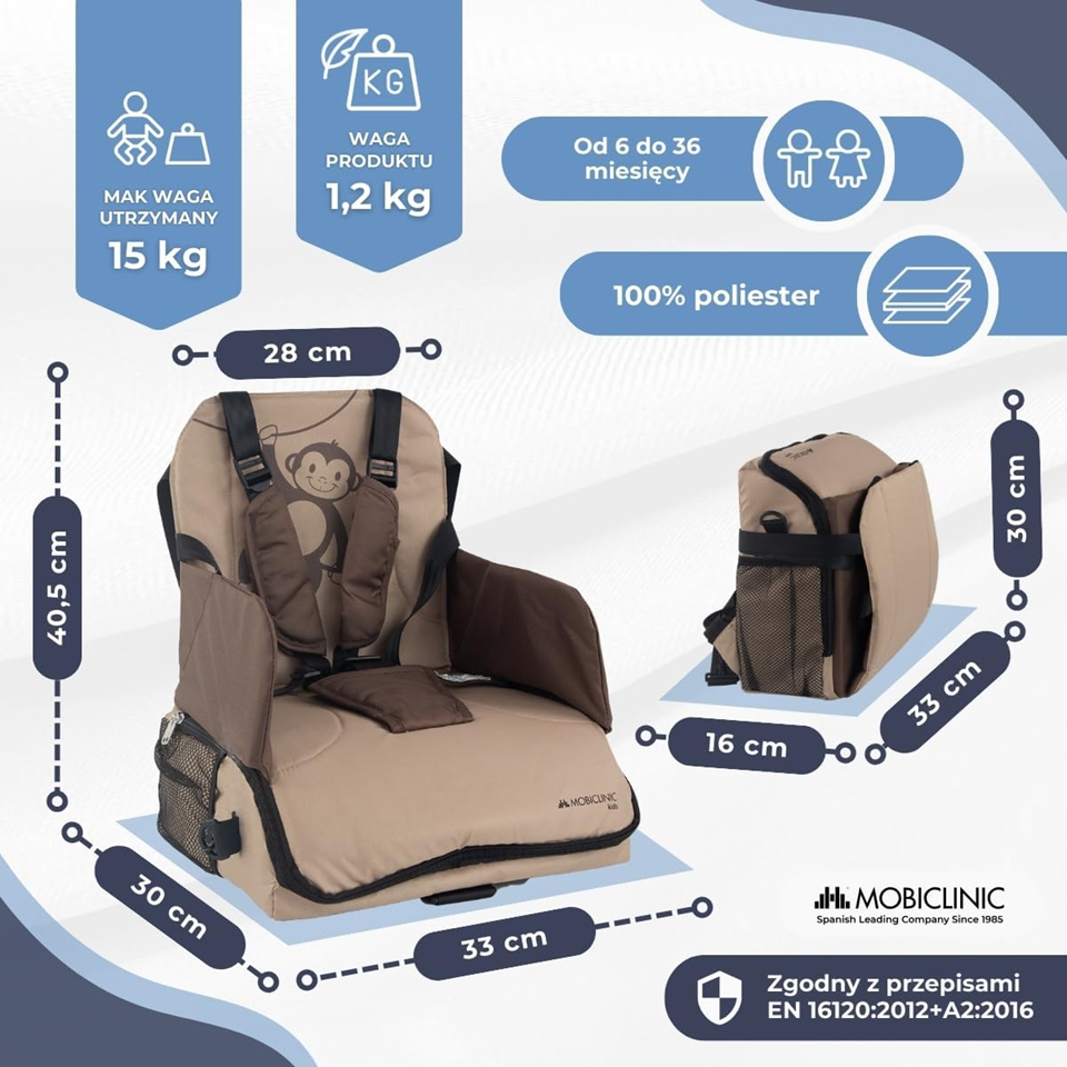 MOBICLINIC Monkey silla elevadora portátil para alimentación