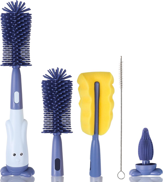 ABIRDON 3v1 silikonové kartáčky na čištění lahví, dudlíků a brček 28cm