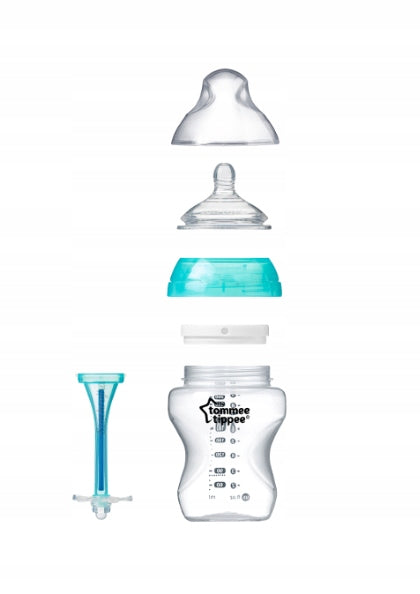 TOMMEE TIPPEE zestaw startowy advanced anti-colic 0+ butelka antykolkowa i smoczek, elementy zestawu