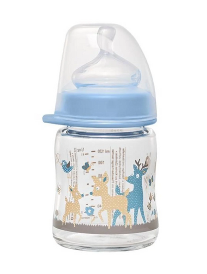 Biberón de vidrio con chupete tamaño S flujo lento 120 ml ACTIFLEX
