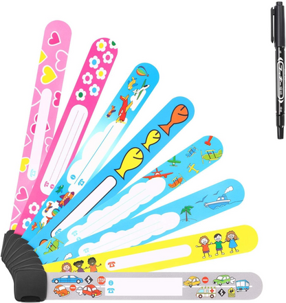 VICLOON pulseras SOS impermeables para niños 8 unidades + rotulador