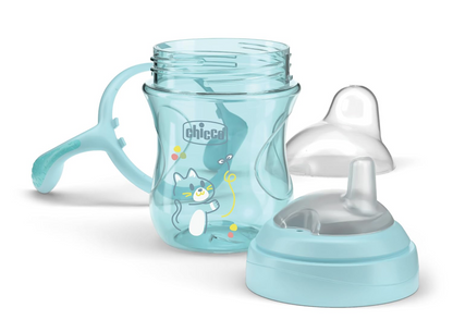CHICCO Vaso de transición antiderrames con boquilla y asas 200 ml 4 m+