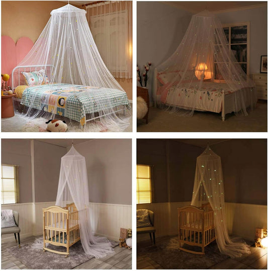 GLOW BED zanzariera per lettino, baldacchino con stelle fluorescenti