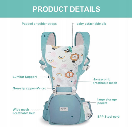 NUKIED marsupio ergonomico con cintura lombare 6 in 1