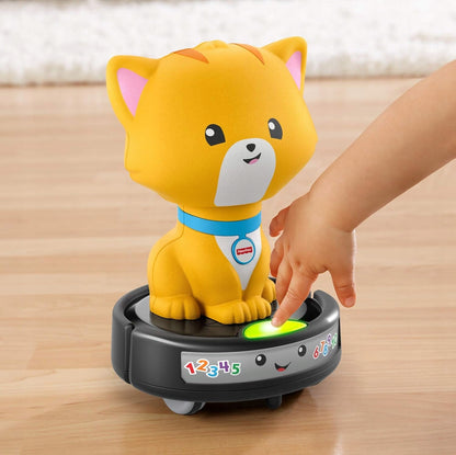 FISHER-PRICE GMX70 kot jeżdżący na odkurzaczu samojezdnym melodie i światła