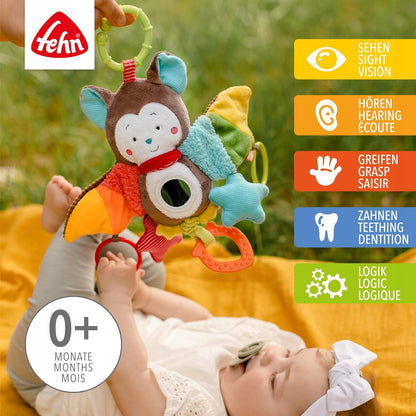 FEHN zawieszka z grzechotką i chwytakiem do wózka, fotelika NIETOPERZ 29 cm, zabawka 0+