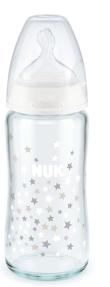 NUK First Choice+ biberón de vidrio 240 ml 0-6 m tetina M con indicador de temperatura