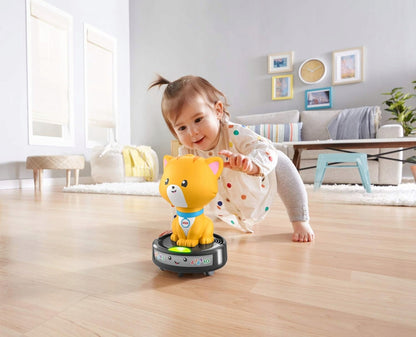 FISHER-PRICE GMX70 kot jeżdżący na odkurzaczu samojezdnym melodie i światła