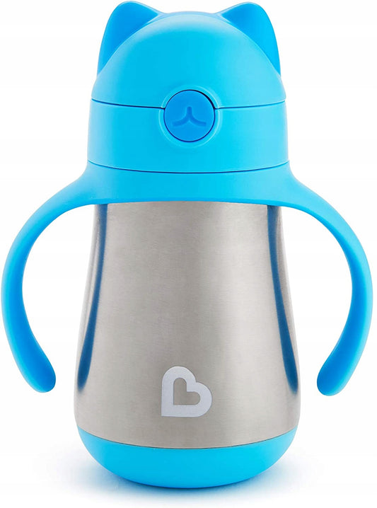 MUNCHKIN Cool Cat Trinklernbecher mit Strohhalm EDELSTAHL 237 ml