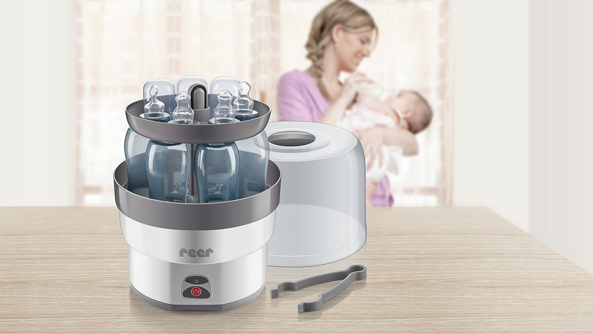 REER VapoMax DAMPFSTERILISATOR für 6 Flaschen + Zange