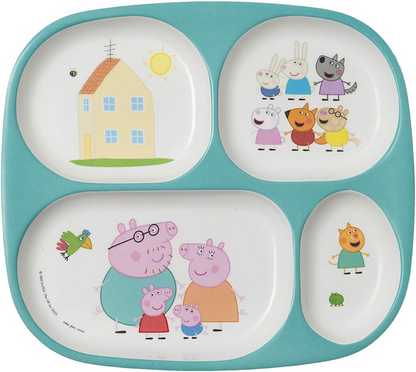 PETIT JOUR PARIS Peppa Pig plato de melamina con 4 compartimentos 21 x 24 cm
