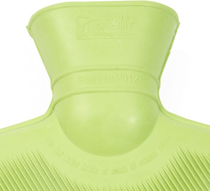 GRUNSPECHT bolsa de agua caliente de caucho natural 2 litros con funda de algodón 20 x 33 cm