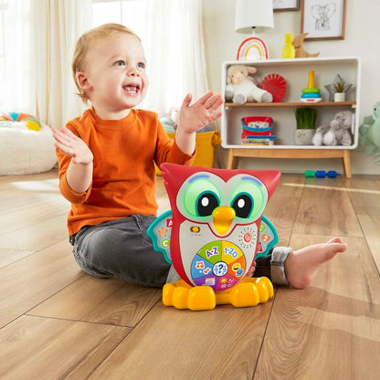 FISHER-PRICE interaktivna SOVA, lučke, 90 melodij in stavkov, FRANCOŠČINA, 18 m+