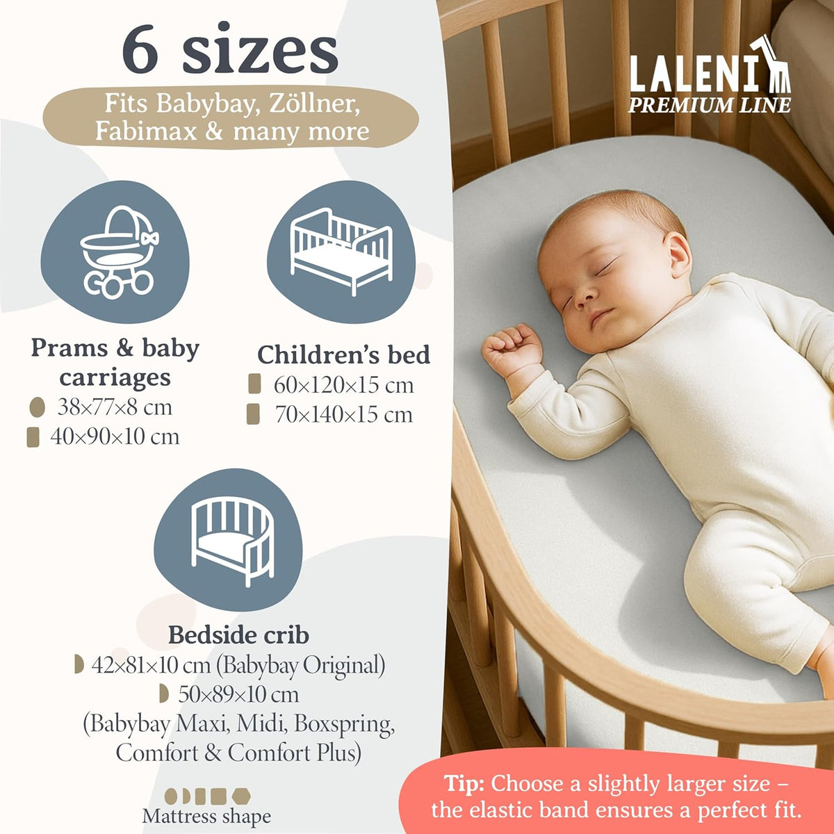 LALENI σεντόνι με λάστιχο για καρότσι 38x77 x2