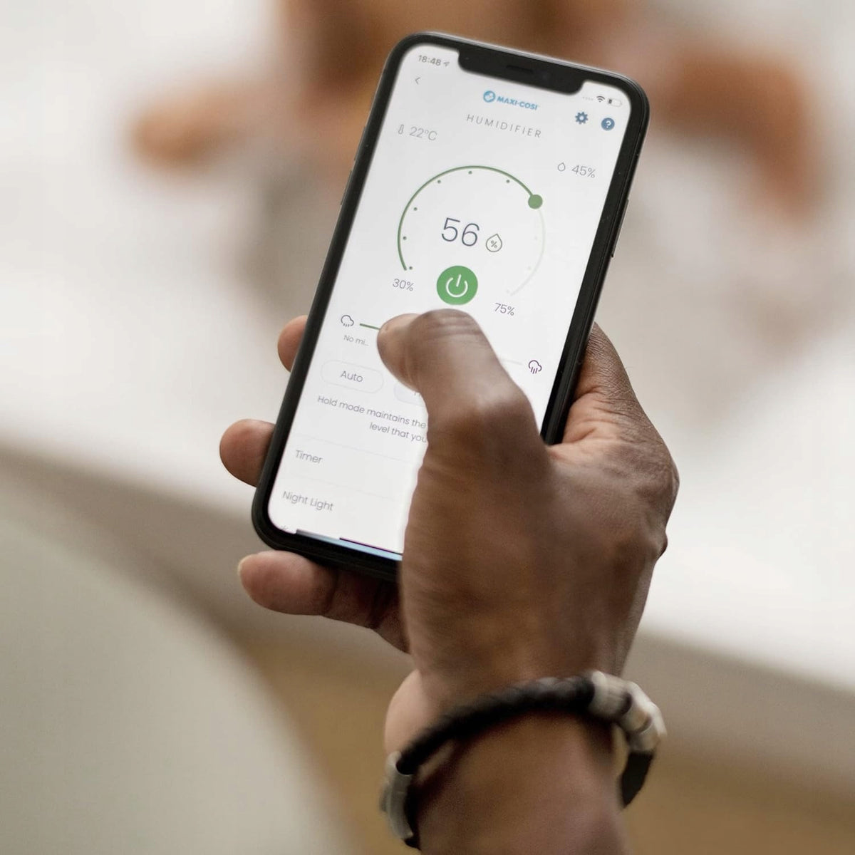 MAXI-COSI Breathe Luftbefeuchter, Fernbedienung, 24-Stunden-Betrieb, Connected-Home-App