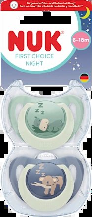 NUK First Choice Night dudlíky 6-18 měsíců