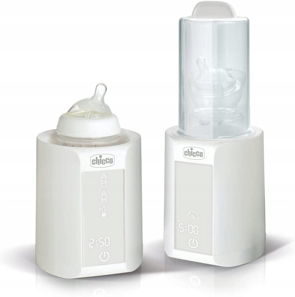 CHICCO podgrzewacz do butelek + sterylizator 2w1, cyfrowy model biały do podgrzewania i sterylizacji