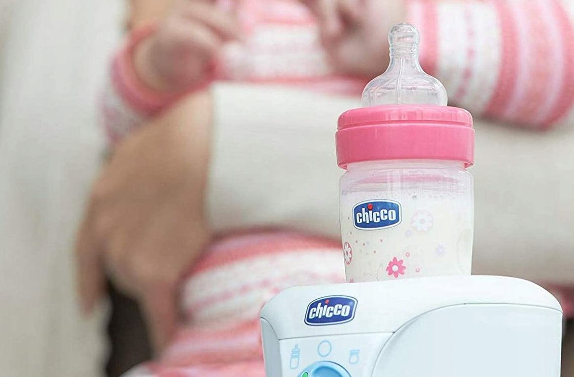 CHICCO Home Travel PODRÓŻNY PODGRZEWACZ DO BUTEL U, cyfrowy podgrzewacz butelek do domu i podróży, biały