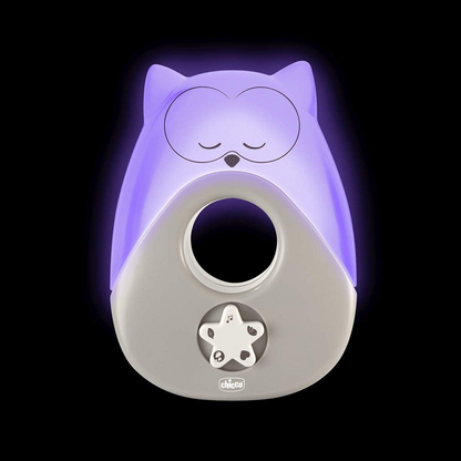 CHICCO Sweet Lights lampka nocna z melodiami i dźwiękami SOWA 13,5 x 18 cm