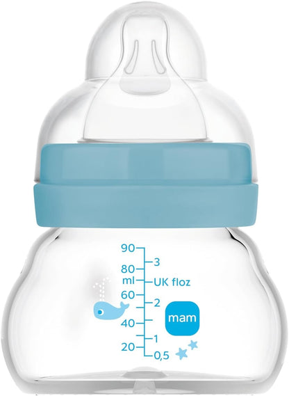 MAM Feel Good стъклена бутилка 90 ml 0 м+ биберон 1