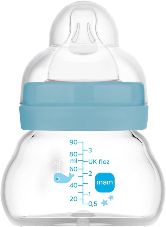MAM Feel Good стъклена бутилка 90 ml 0 м+ биберон 1