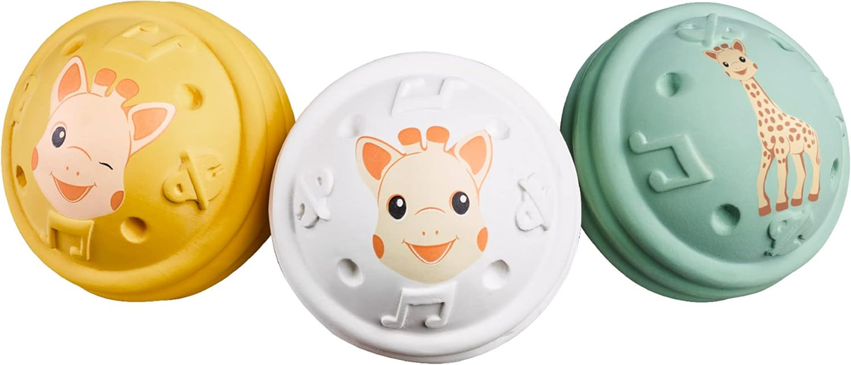 JIRAFA SOPHIE set de 3 pelotas musicales 3m+ para bebés