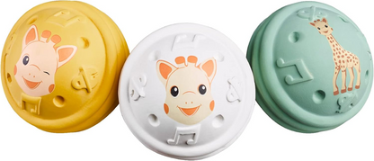 JIRAFA SOPHIE set de 3 pelotas musicales 3m+ para bebés