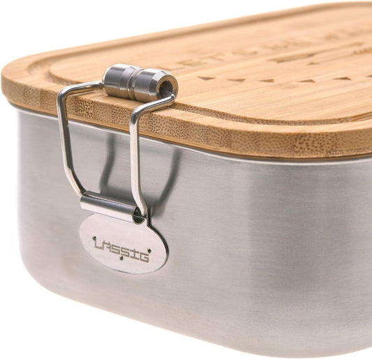 LASSIG Garden Explorer Brotdose aus Stahl und Bambus 12,7 x 17,5 cm