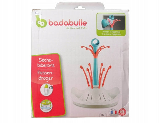 BADABULLE suszarka do butelek i akcesoriów czerwono-niebieska, do 6 butelek, bez BPA, produkt z Francji
