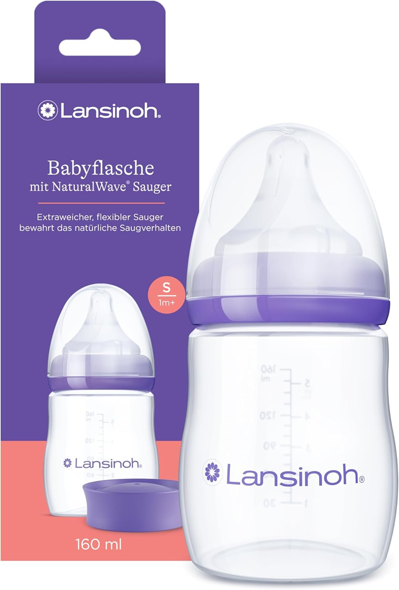 LANSINOH biberón 160 ml tetina S para alimentación