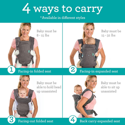 INFANTINO Portabebés ergonómico Flip 4en1 3-14,5kg portátil
