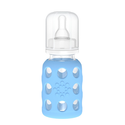 LifeFactory biberón de vidrio con funda 120 ml 3 m+ tetina 1