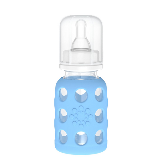 LifeFactory bottiglia in vetro con custodia 120 ml 3 m+ tettarella 1