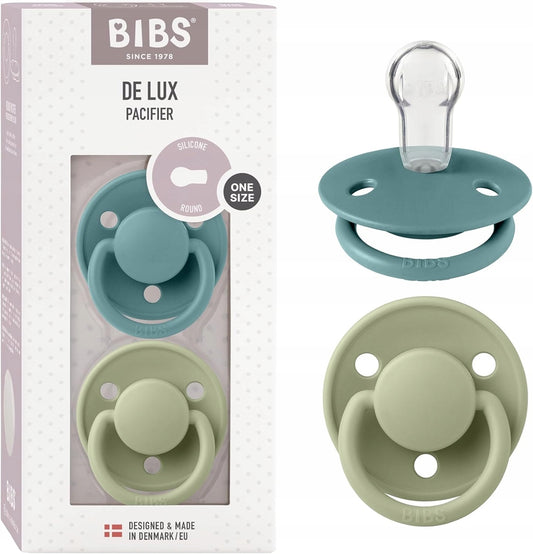 BIBS DE LUX smoczki uspokajające 2pack 0-3 lata SILIKON, zestaw 2 smoczków w kolorze zielonym