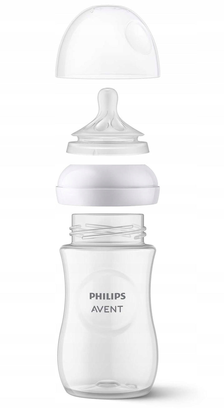PHILIPS AVENT Natural RESPONSE butelka 260 ml 1msc+ x3 - butelka dla noworodka ze smoczkiem i kapturkiem